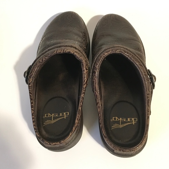 Dansko Allison Clog Floral Embossed Leather Brown 36 - Picture 4 of 5